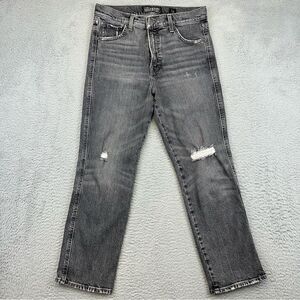 Lucky Brand Jeans Womens 4/27 Gray Straight Crop Distressed‎ Whiskers Preppy